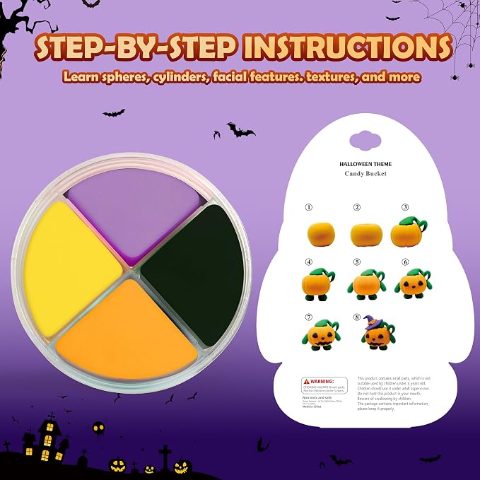 Air Dry Clay Kit - Halloween Theme, Modeling Clay for Kids, DIY Magic Clay with Sculpting Tools and Tutorials,12 Boxes Molding Clay, Ultra Light, Soft & Non-Sticky, Arts and Crafts Gift for Kids