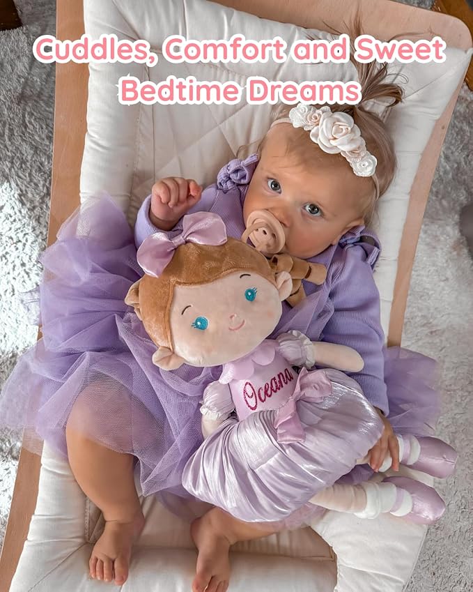 LeyaDoll Soft Baby Doll Toys (16''), My First Baby Rag Doll for 1 Year-Old Girl Birthday Gift, Christmas Plush Toys Gift for Toddler Kids Infants-Princess Aurora