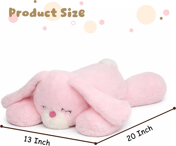 Weighted Easter Bunny Stuffed Animal Soft Weighted Rabbit Plushes Cute Pink Bunny Plush Toy Birthday Easter Gifts for Kids Boys Girls Adults (20" 4 lbs)