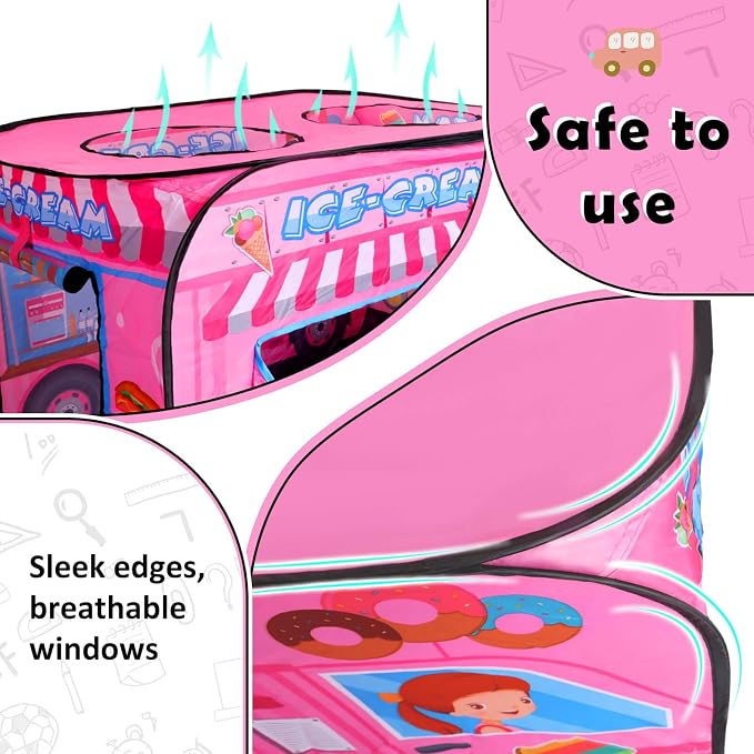 Pop up Play Tent for Kids Aged 3-5 Years Old Boys and Girls : Ice Cream Playhouse Toy Play Tents for Toddlers 3-5 Kids Tent Indoor Outdoor Playhouse Toys for 3 + Year Old, Ice Cream