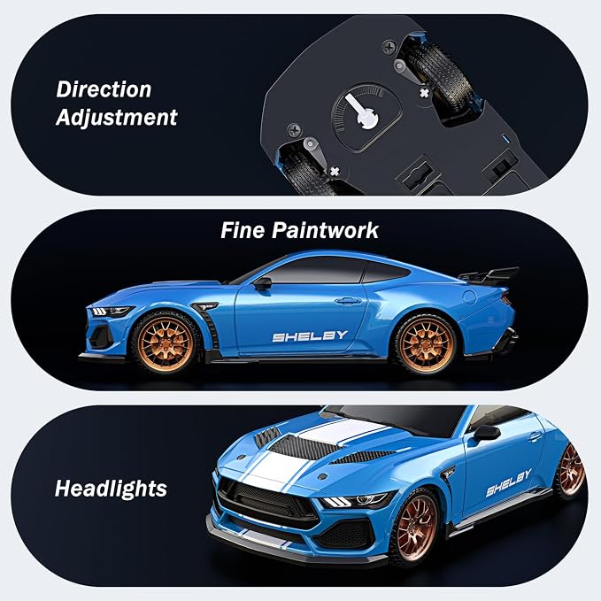 AEROQUEST Ford Remote Control Car,Officially Licensed Ford Shelby Super Snake,1:24 Scale Toy Car for Kids,Electric Sport Racing Hobby RC Cars,Birthday Gift for Boys and Girls（Blue）