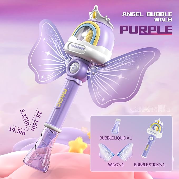 Unicorn Bubble Wands for Kids Girls with Rotating Design, Outdoor Bubble Maker Toys for Kids Ages 3-8, Light Up & Music Fairy Wands, Party Birthday for 3+ Year Old Girls