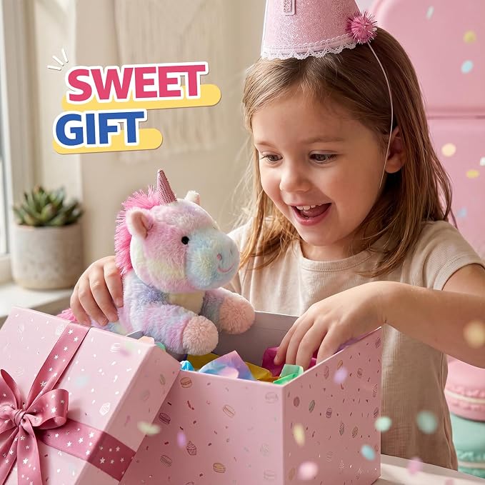 PEACH CAT Pink Unicorn Stuffed Animal 9.8" Cute Plushies Small Plush Toys Birthday Gifts for Girls Boys Kids