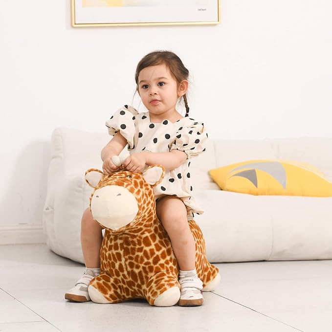 INPANY Bouncy Horse, Giraffe Hopper Toys for 2 Year Old Girl, Toddler Plush Bouncing Animal, Inflatable Jumping Hopping Buddies, Baby Ride on Rubber Bouncer, Outdoor Birthday Gifts for 3 4 Yr Boy