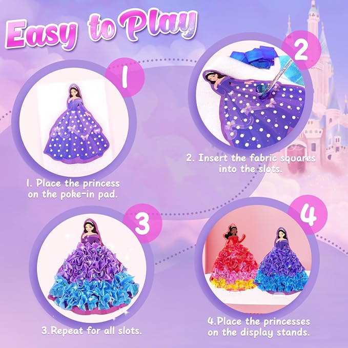 ZOOI Poke Art Kits, Arts and Crafts for Kids 4-8, Pretty Pretty Princess Game, Poke in Crafts for Kids Ages 4-8, Birthday Gifts for 4, 5, 6, 7, 8 Year Old Girl Toys Age 6-8 Art Kits