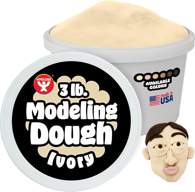 Hygloss Play Modeling Dough for Kids – Multicultural Skin Tones – Safe & Non-Toxic Sensory Dough for Arts & Crafts – Play Clay for Toddler Activities, Preschool Classroom Must-Haves (3 lb, Ivory)
