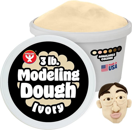 Hygloss Play Modeling Dough for Kids – Multicultural Skin Tones – Safe & Non-Toxic Sensory Dough for Arts & Crafts – Play Clay for Toddler Activities, Preschool Classroom Must-Haves (3 lb, Ivory)