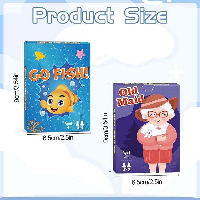 Card Games,Go Fish and Old Maid Card Game for Kids Ages 4-8,Fun Classic Interactive Games for Kids Toddlers Adults,Perfect for Stocking Stuffers Gifts,Family Game Night Party Games(Go Fish&Old Maid)