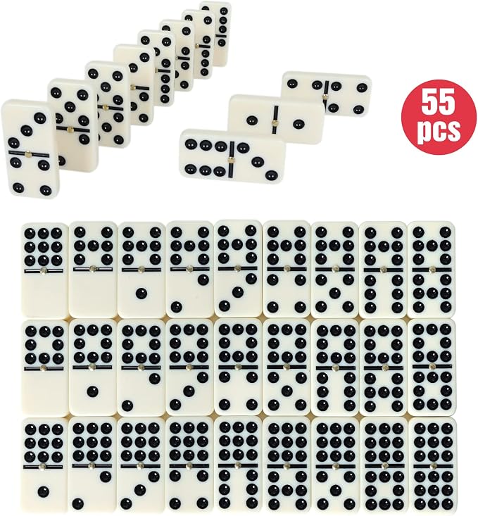 GOTHINK Portable Professional Double 9 Dominos Set for Adults with Storage Box - 55 Tiles Dominoes Set for Holiday Travel Game - Classic Tabletop Board Games Ideal for Toy Gifts Family Birthday Party