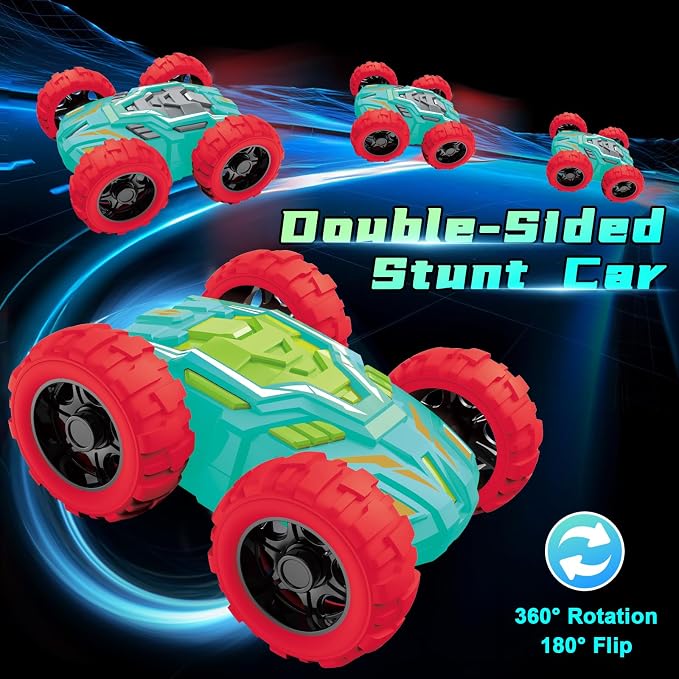 MSHALADE Toys Cars for Ages 2-4, Double-Sided Monster Truck Toys, Stunt Push and Go Friction Cars, 3 Year Old Boy Toys, Toy Cars for 2 3 4 5 6 Year Old Boy Christmas Birthday