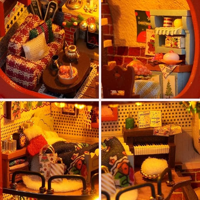 Miniature Dollhouse Kit DIY Wooden Dolls House,Tiny House kit with Furniture, Great Handmade Crafts Gift for Birthday (TH56)
