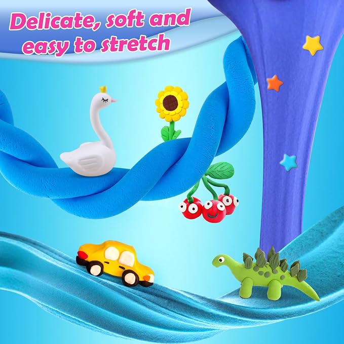 ESSENSON Air Dry Clay 60 Colors, Modeling Clay for Kids, DIY Molding for with Tools, Toys Gifts for Age 3 4 5 6 7 8+ Years Old Boys Girls Kids