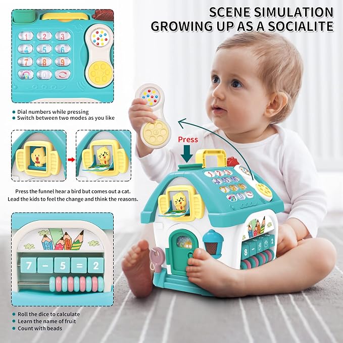 Ming You Toys for 1 Year Old Boys Gifts, 8 in 1 Functional Musical House Educational Baby Toys 12-18 Months Montessori Toy for One Year Old Boy Birthday Gifts