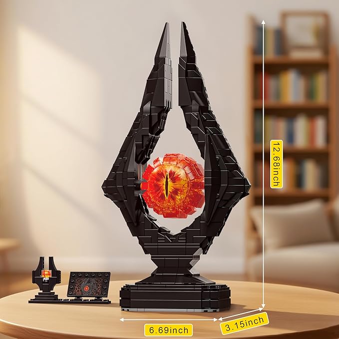 Movie-Inspired Building Toys Set, Fantasy Eye Tower Building Set, 925 Pieces Dark Collectible Building Kit for Adults & Teens, Unique Birthday Gift for Men, Home Office Desk Decor