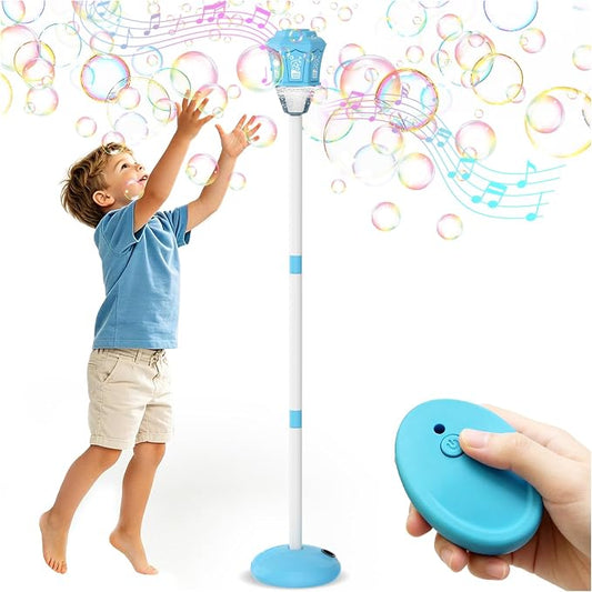 Bubble Machine for Kids, Bubble Torch, Rechargeable Automatic Bubble Machine with Lights Music, 3-Level (20 to 47 in) Adjustable Height Standing Bubble Blower for Outdoor Party Wedding Garden