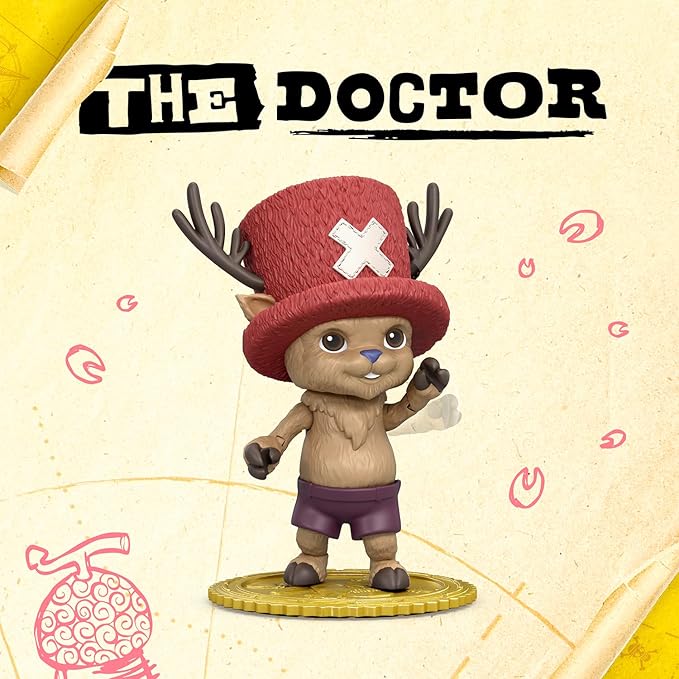 One Piece Tony Tony Chopper 4″ (10 cm) Action Figure with 6 Accessories. Includes Swappable Facial Expressions, Medical Bag, Medical Vial, and Berry Coin Display Base