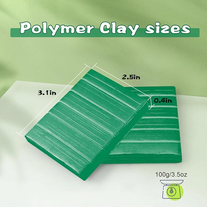 ifergoo Polymer Clay, 100g Modeling Oven Baked Model Clay for Sculpting, DIY, Artistic Creation & School Projects, Great for Kids and Adult (Dark Green)