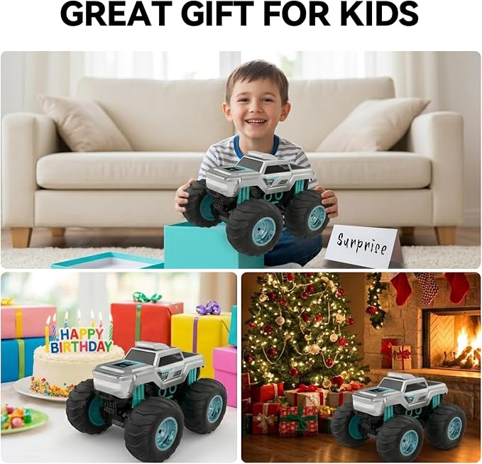 1:14 Amphibious Remote Control Car with Gyro Stabilizer, 4WD Waterproof All Terrain RC Monster Truck, 2.4 GHz Off-Road Toys for Boys Kids Christmas Birthday Gifts Ages 6+