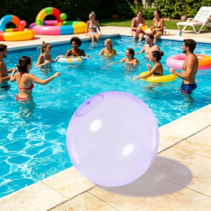 32 Inch Giant Water Bubble Ball for Adults Teenagers Giant Inflatable Water-Filled Ball Soft Rubber Ball for Outdoor Pool Beach Garden Yard Games (Purple)