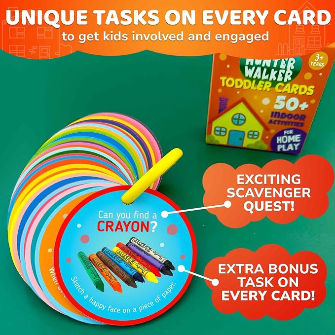 QUOKKA Scavenger Hunt Game for Toddlers 3-5 – 50 Toddler Activities Indoor Cards Game Set - Fun Educational Play for Preschool Boys and Girls and Early Development