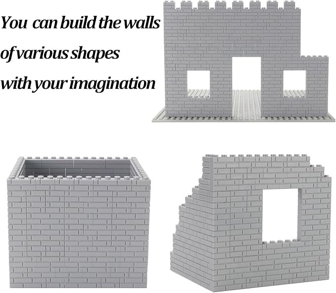 260 Pieces Masonry Profile Bricks Set Building Blocks for Wall Parts and Pieces Diverse Bulk Toy Kit Compatible with Major Brands (Gray)