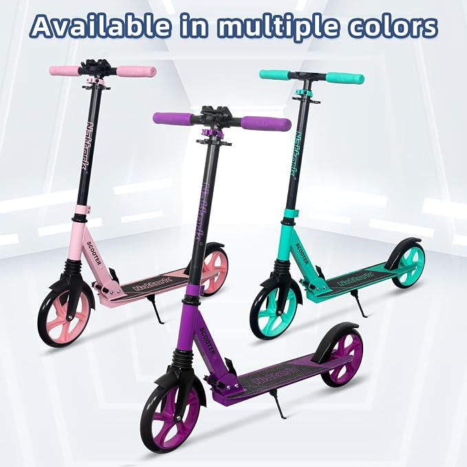 Nattork Kick Scooter for Kids 6+ Years Teens Adults - 220LB Weight Capacity, Front Shock Absorber and Adjustable Handlebar - Smooth Ride with 8" Sturdy Wheels, Ideal for Outdoor Sports