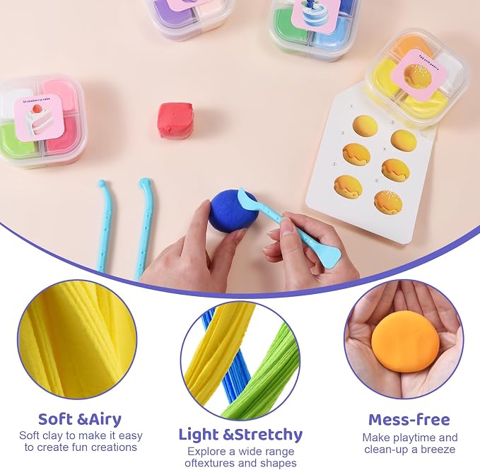 Both idea Air Dry Clay Kit, Cake Theme | 12 Packs, Non-Toxic Kids Gift | School & Party: Perfect for classroom art activities, birthday party favors, creative family DIY, and holiday celebrations.