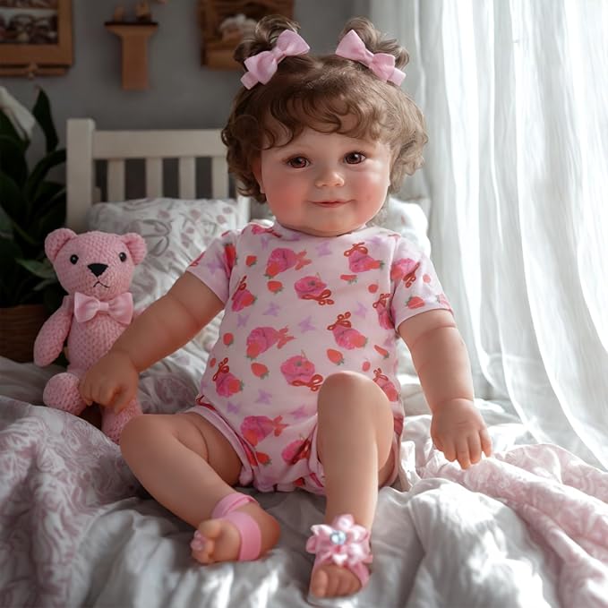 JIZHI Lifelike Reborn Baby Dolls - 20Inch-Real Baby Feeling Realistic-Newborn Baby Doll Adorable Smiling Real Life Baby Dolls with Gift Box for Kids Age 3