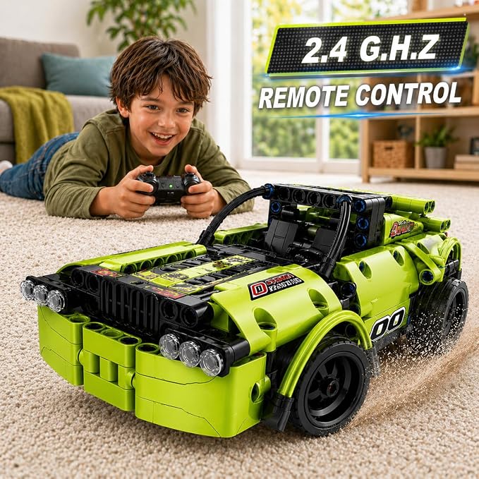 Remote Control Car Building Toys for Age 8-13 Fun STEM Toys for Kids 2 in 1 Model Car Kit to Build Educational Engineering Building Blocks Set Birthday Gift for 7 8 9 10+ Year Old Boys