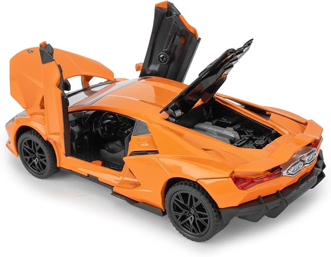 BDTCTK 1/32 Comapatible for Lamborghini ‌Aventador LP700-4 Model Car, Zinc Alloy Diecast Pull Back Toy Cars with Sounds and Lights Vehicles for Kids Boy Girl Gift (Orange)