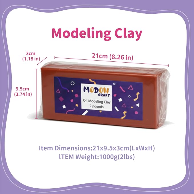 Plasticine Oil Based Modeling Clay Non Hardening Reusable Non Toxic No Bake Professional Oil Base Sulfur Free Sculpting (Terracotta, 2 Lbs)