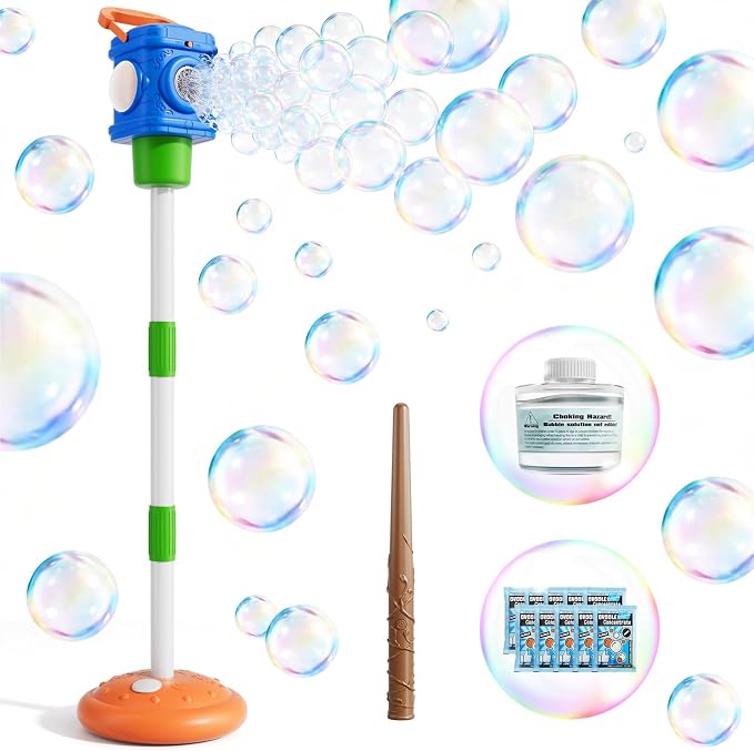 Bubble Machine for Kids, Remote Control Street Lamp Bubble Machine with Lights, Automatic Standing Bubble Tower, Outdoor Bubble Torch Toys for Wedding Summer Bubble Maker for Kids Ages 3 4 5 6 7 8 9
