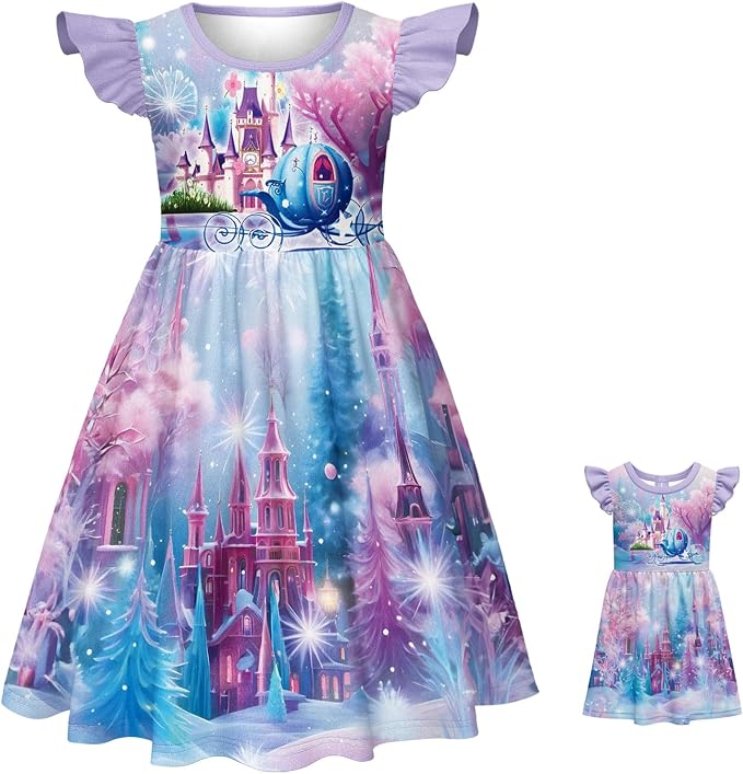 LQSZ Doll and Girl Matching Princess Dress Outfits for Girls and 18" Matching Doll and Girl Clothes