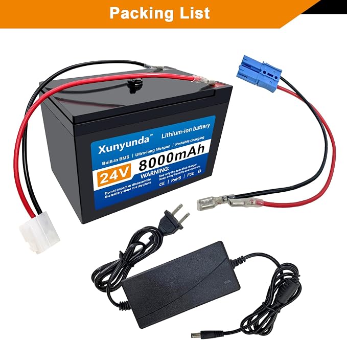24V 8Ah Lithium Battery for Kids Ride-On Toys Includes 2A Charger/25A BMS,Compatible with Dynacraft Realtree 24V Power Wheels