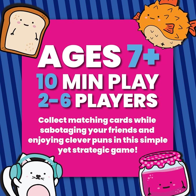 Jelly Fish Toast & Jam Wildly Entertaining Strategy Card Game for Family and Group Game Night | Easy to Learn and Play with 10 Minute Rounds | Fun for Kids, Teens, Adults, and Families | 2 - 6 Players