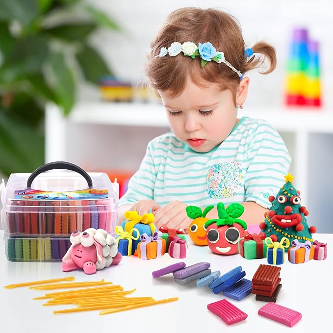 CiaraQ 50-Color Polymer Clay Oven Bake Modeling Kit for Kids & Artists | Non-sticky & non-toxic. 2.8 lb. With sculpting tools. Classroom & Home Use. Fun gift for Children & artists. Ages 4+.