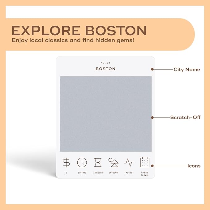 Boston Adventure Bucket List: 50 Scratch-Off Cards for Outdoor Activities, Tourist Attractions, and Road Trips - Perfect Travel Gift and Guide for Exploring Boston
