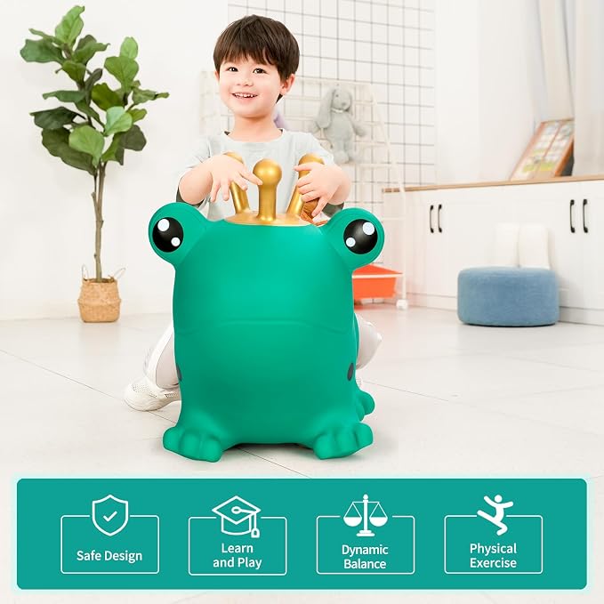 INPANY Bouncy Horse, Frog Hopper Toys, Toddlers Bouncing Animal Hopping Toys, Inflatable Ride on Rubber Bouncer, Outdoor Indoor Baby Birthday Gifts for 2 3 4 Year Old Girls Boys