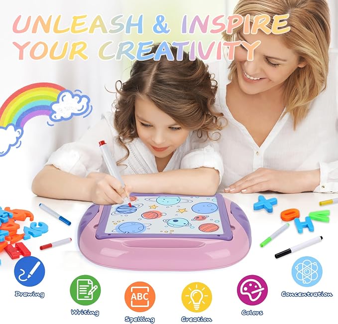 MAYESAR Gifts for 1-2 Year Old Girls,Toddlers Toys with Magnetic Letters and Numbers, Art Easel for Kids 1 2 Year Old, Girl Birthday Christmas Gifts (Purple)