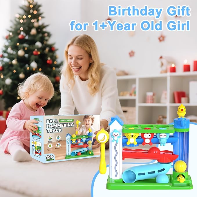 VOILBTOY Musical Toy for 1-2 Year Old Boys,Educational Baby Toys 12-18 Months,Ball Drop Toy with English & Spanish,Fine Motor Toys for Toddlers 1-3,Birthday Gift for 1+ Year Old Boy (Blue)