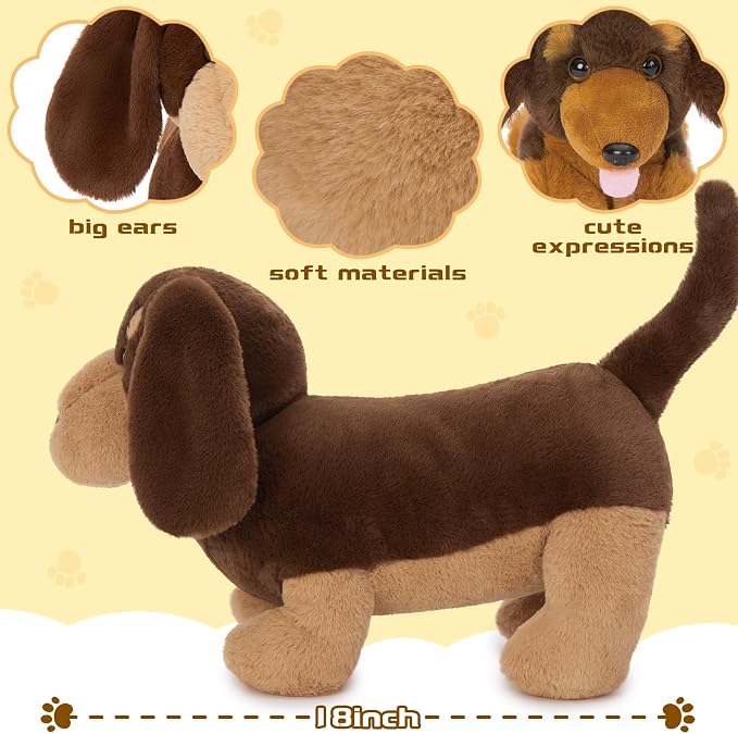 Muiteiur 18" Dog Stuffed Animals, 4-Pack Dachshund Stuffed Animal Set, Cute Wiener Dog Gift for Kids, Boys, Girls