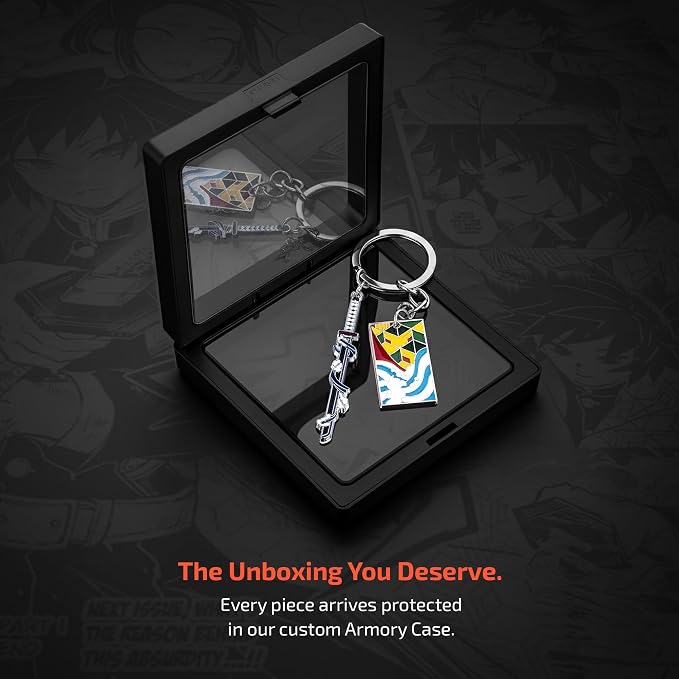 Demon Slayer Keychain, Anime Keychain with Sword & Charm Plate, Demon Slayer Merch & Gifts
