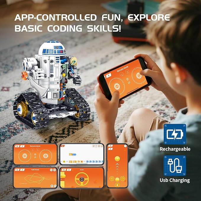 5 in 1 STEM Robotics Building Kit, 776 PCS APP/Remote Control Robot Space Wars Toy Building Block Sets, Compatible with Lego Robotics Control & Programming Robot Birthday Gifts for Boys Age 8-14+