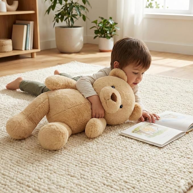 WEIGEDU Dressable Stuffed Animal Fits 3-6M Toddler Clothes, 24.8" Large Plush Toy with Long Limbs for Pretend Play, Soft Huggable Companion - Bear