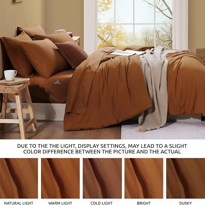 WRENSONGE California King Size Comforter Sets- 7 Pieces Soft Terracotta Bed in a Bag with Fitted Sheet, Flat Sheet, 2 Pillow Shams, 2 Pillowcases, Warm Bedding Sets for All Season