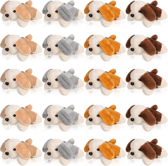 Sosation 20 Pcs Mini Stuffed Animal Dog Bulk Adopt a Puppy Favors Soft Puppy Gift Party for Kids Vet Tech Birthday Party Charity Donation Classroom Goodie Stuffer (Stylish Style,Traditional Color)