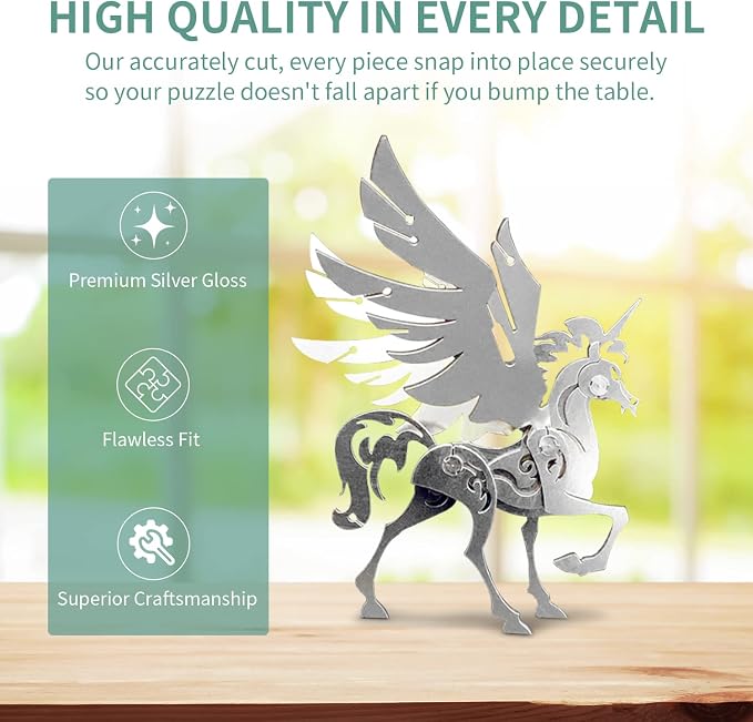 Microworld 3D Metal Puzzle, Mechanical Unicorn Metal Model Kits, Steel Warcraft Collection Challenge Brain Teaser DIY Art Craft Decoration 3D Puzzles for Adults