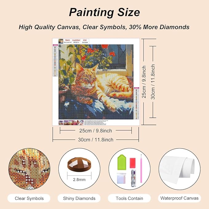 RYMILIE Black Cat Diamond Art Kits for Adults, 5D Full Round Drill Diamond Painting Kits for Beginners, DIY Diamond Dots Paintings Picture Arts Craft for Adults,Home Wall Decor 12 X 16Inch