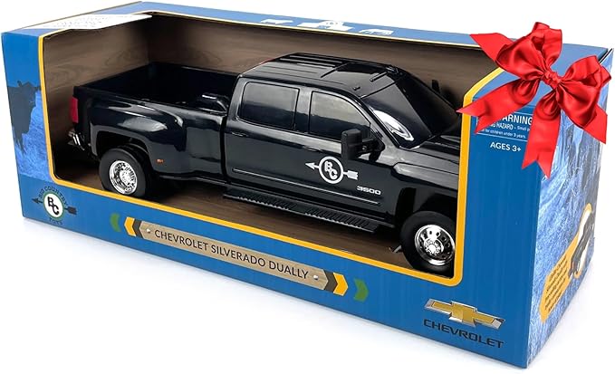 Big Country Toys Realistic Chevrolet Silverado Dually Truck Toy & Trailer Hitch, 1:20 Scale Farm Toys for 3 Year Old Boys