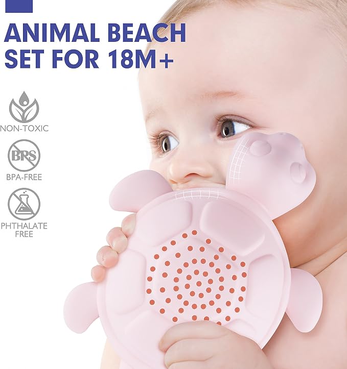 hahaland Beach Toys for Toddlers 1-3 - Sand Toys for Toddlers 1-3, Baby Bucket Rake Shovel Set, Bath Water Outdoor Toy for Boys Girls, Sandbox Toy for 1 Year Old Toddler Toys Age 1-2
